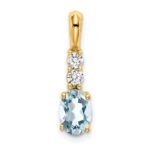 14K 7x5 Oval March/Aquamarine and Diamond Pendant