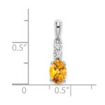 14k White Gold 7x5 Oval November/Citrine and Diamond Pendant - Image 2