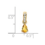 14K 6x4 Pear November/Citrine and Diamond Pendant - Image 2