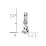 10k White Gold Pear White Topaz and Diamond Pendant - Image 2