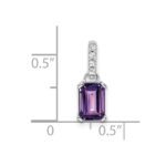 14k White Gold 7x5 Emerald-cut February/Amethyst and Diamond Pendant - Image 4