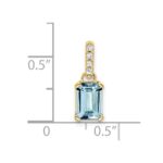 14k 7x5 Emerald-cut March/Aquamarine and Diamond Pendant - Image 2