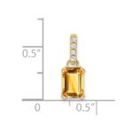 14k 7x5 Emerald-cut November/Citrine and Diamond Pendant - Image 2