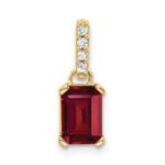 10k Yellow Gold Created Ruby and Diamond Pendant