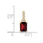 14k 7x5 Emerald-cut January/Garnet and Diamond Pendant - Image 2