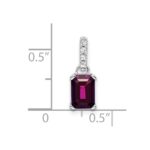 10k White Gold Rhodolite Garnet and Diamond Pendant - Image 2