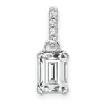 10k White Gold White Topaz and Diamond Pendant