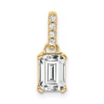 14k 7x5 Emerald-cut April/White Topaz and Diamond Pendant