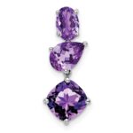 14k White Gold Oval/Pear/Cushion Amethyst Chain Slide