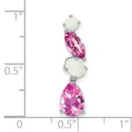 14k White Gold Lab Created Pink Sapphire and Lab Created Opal Chain Slide - Image 3