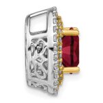 14k Two Tone 1/5 carat Lab Grown Diamond VS/SI+ G+ and Lab Created Ruby Chain Slide Pendant - Image 2