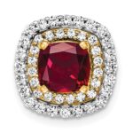 14k Two Tone 1/2 carat Lab Grown Diamond VS/SI+ G+ and Lab Created Ruby Chain Slide Pendant