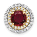 14k Two Tone 5/8 carat Lab Grown Diamond VS/SI+ G+ and Lab Created Ruby Chain Slide Pendant