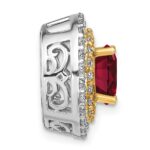 14k Two Tone 5/8 carat Lab Grown Diamond VS/SI+ G+ and Lab Created Ruby Chain Slide Pendant - Image 2