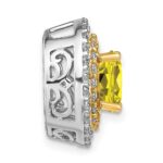 14k Two Tone 5/8 carat Lab Grown Diamond VS/SI+ G+ and Lab Created Yellow Sapphire Chain Slide Pendant - Image 2
