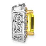 14k Two Tone 5/8 carat Lab Grown Diamond VS/SI+ G+ and Lab Created Yellow Sapphire Complete Chain Slide Pendant - Image 2