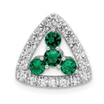14k White Gold 1/2 carat Lab Grown Diamond VS/SI+ G+ and Lab Created Emerald Triangle Complete Chain Slide Pendant
