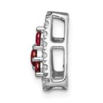 14k White Gold 1/2 carat Lab Grown Diamond VS/SI+ G+ and Lab Created Ruby Triangle Complete Chain Slide Pendant - Image 2