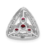 14k White Gold 1/2 carat Lab Grown Diamond VS/SI+ G+ and Lab Created Ruby Triangle Complete Chain Slide Pendant - Image 3