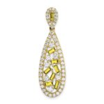 14k White Gold 7/8 carat Lab Grown Diamond VS/SI+ G+ and Lab Created Yellow Sapphire Chain Slide Pendant