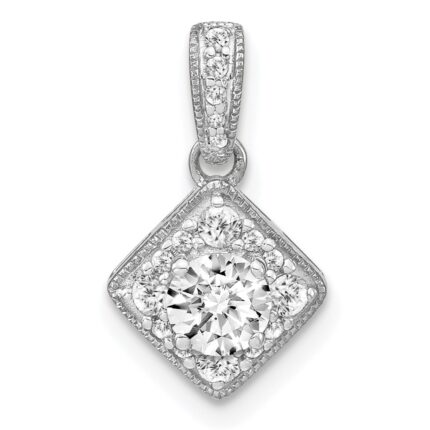 14k White Gold 1/2 carat Lab Grown Diamond VS/SI+ G+ Square Complete Vintage Pendant