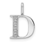 14K White Gold Diamond Letter D Initial Pendant