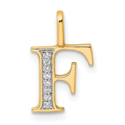 14k Diamond Letter F Initial Pendant