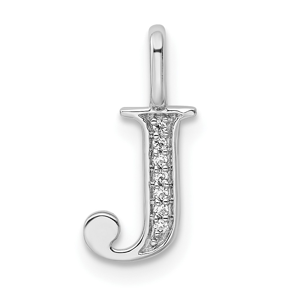 PM8365J-003-WA.jpg 14K White Gold Diamond Letter J Initial Pendant - Image 1