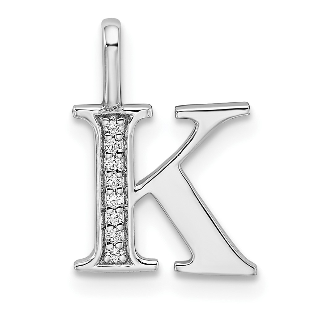 PM8365K-003-WA.jpg 14K White Gold Diamond Letter K Initial Pendant - Image 1