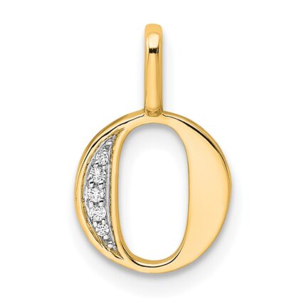 14k Diamond Letter O Initial Pendant