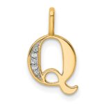 14k Diamond Letter Q Initial Pendant
