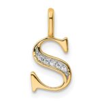 10K Diamond Letter S Initial Pendant