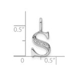 14K White Gold Diamond Letter S Initial Pendant - Image 3