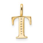 14k Diamond Letter T Initial Pendant - Image 3