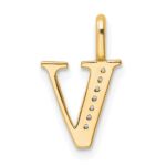 10K Diamond Letter V Initial Pendant - Image 3