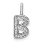 14K White Gold Diamond Letter B Initial Pendant