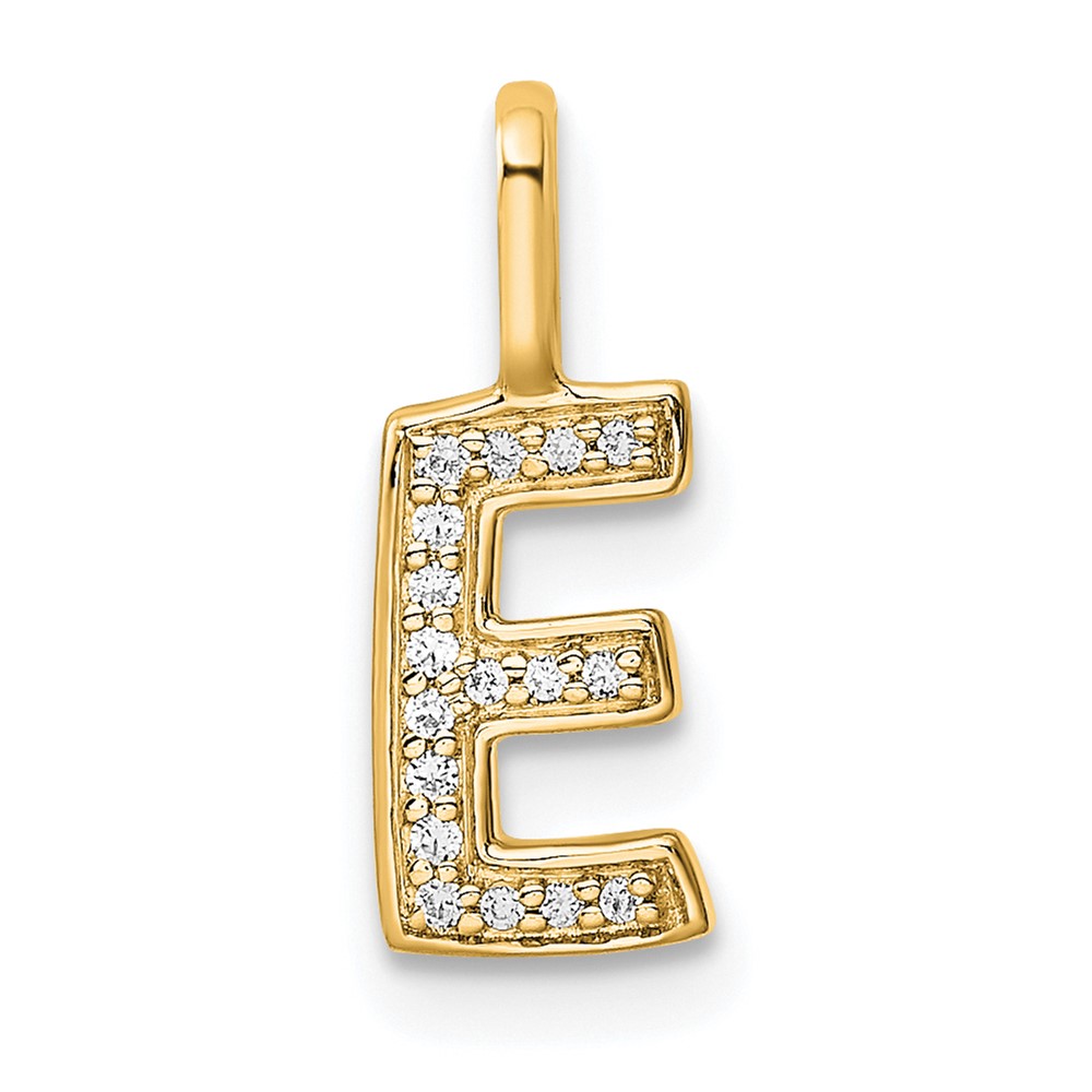 PM8367E-006-YA.jpg 14K Gold Diamond Letter E Initial Pendant - Image 1
