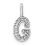 14K White Gold Diamond Letter G Initial Pendant