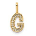 14K  Gold Diamond Letter G Initial Pendant