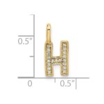 14K  Gold Diamond Letter H Initial Pendant - Image 4