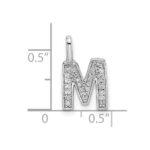 14K White Gold Diamond Letter M Initial Pendant - Image 4