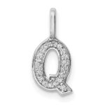 14K White Gold Diamond Letter Q Initial Pendant