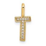 14K  Gold Diamond Letter T Initial Pendant
