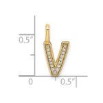 14K  Gold Diamond Letter V Initial Pendant - Image 4