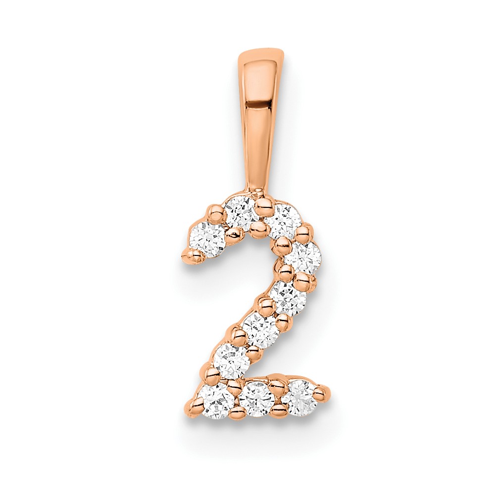 PM8369-2-010-RA.jpg 14k Rose Gold Diamond Number 2 Pendant - Image 1