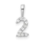 14k White Gold Diamond Number 2 Pendant