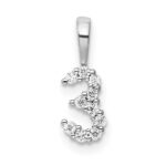 14k White Gold Diamond Number 3 Pendant