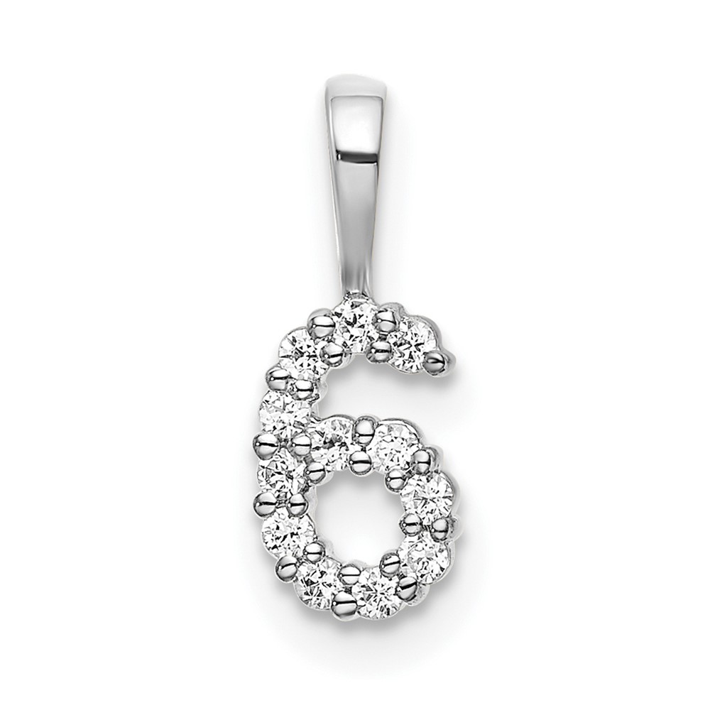 PM8369-6-011-WA.jpg 14k White Gold Diamond Number 6 Pendant - Image 1