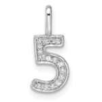 14k White Gold Diamond Number 5 Pendant