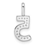 14k White Gold Diamond Number 5 Pendant - Image 4